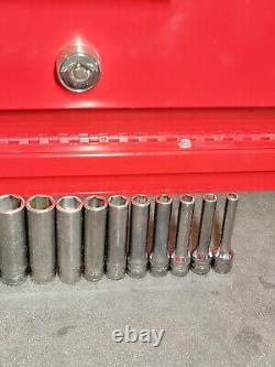 Snap-on 112STMMY 5-15mm + 4mm 13 Piece 1/4 Drive 6-Point Deep Socket Set USA