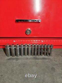 Snap-on 112STMMY 5-15mm + 4mm 13 Piece 1/4 Drive 6-Point Deep Socket Set USA