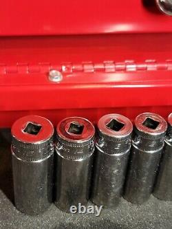 Snap-on 112STMMY 5-15mm + 4mm 13 Piece 1/4 Drive 6-Point Deep Socket Set USA