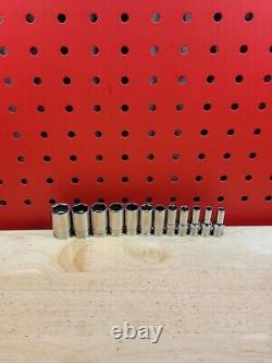 Snap-on 112YTMMSY 5-15mm SEMI DEEP FDX 1/4 Drive Metric 6-Point Socket Set