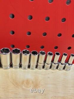 Snap-on 112YTMMSY 5-15mm SEMI DEEP FDX 1/4 Drive Metric 6-Point Socket Set