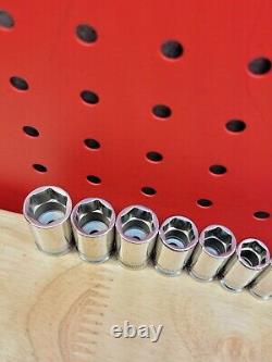 Snap-on 112YTMMSY 5-15mm SEMI DEEP FDX 1/4 Drive Metric 6-Point Socket Set