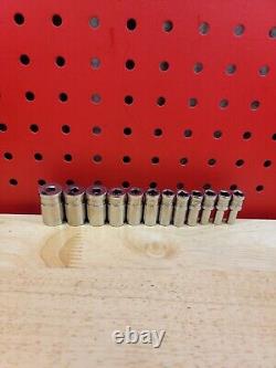 Snap-on 112YTMMSY 5-15mm SEMI DEEP FDX 1/4 Drive Metric 6-Point Socket Set