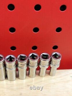 Snap-on 112YTMMSY 5-15mm SEMI DEEP FDX 1/4 Drive Metric 6-Point Socket Set