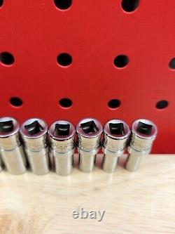 Snap-on 112YTMMSY 5-15mm SEMI DEEP FDX 1/4 Drive Metric 6-Point Socket Set