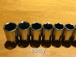 Snap-on 12 Piece 3/8 Drive 6-Point Metric Semi-Deep Socket Set 8-19mm 212FSMSY