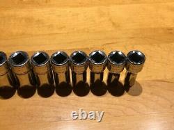 Snap-on 12 Piece 3/8 Drive 6-Point Metric Semi-Deep Socket Set 8-19mm 212FSMSY