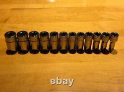 Snap-on 12 Piece 3/8 Drive 6-Point Metric Semi-Deep Socket Set 8-19mm 212FSMSY