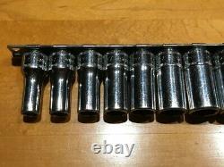 Snap-on 12 Piece 3/8 Drive 6-Point Metric Semi-Deep Socket Set 8-19mm 212FSMSY