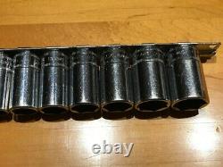 Snap-on 12 Piece 3/8 Drive 6-Point Metric Semi-Deep Socket Set 8-19mm 212FSMSY