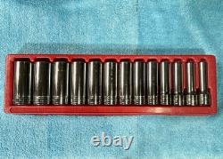 Snap on 13 pc 1/2 Drive 6-Point SAE Flank Drive Deep Socket Set (3/8-1-1/8)