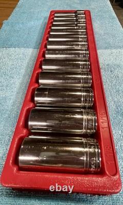 Snap on 13 pc 1/2 Drive 6-Point SAE Flank Drive Deep Socket Set (3/8-1-1/8)