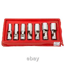 Snap-on 207FSU 3/8 Drive SAE 6 Point Deep Universal Swivel Socket Set 7 Pc