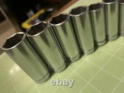 Snap-on 211SFSY 11 Piece 1/4 7/8 Deep 3/8 Drive 6-Point Socket Set USA