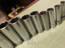 Snap-on 211SFSY 11 Piece 1/4 7/8 Deep 3/8 Drive 6-Point Socket Set USA