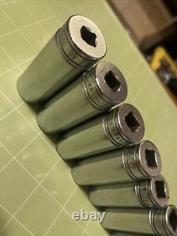 Snap-on 211SFSY 11 Piece 1/4 7/8 Deep 3/8 Drive 6-Point Socket Set USA