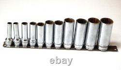 Snap-on 211SFSY 11 Piece 3/8 Drive SAE Deep Socket Set 6 Point 1/4 to 7/8
