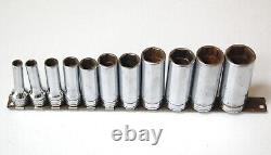 Snap-on 211SFSY 11 Piece 3/8 Drive SAE Deep Socket Set 6 Point 1/4 to 7/8