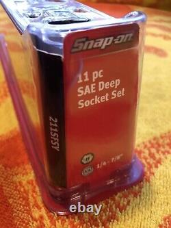 Snap-on 211SFSY 11 pc 3/8 Drive 6-Point SAE Deep Flank Drive Socket Set NEW