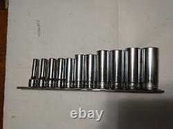 Snap-on 211SFSY 11-piece 3/8 Drive 6-Point SAE Flank Drive Deep Socket Set