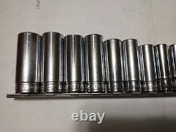 Snap-on 211SFSY 11-piece 3/8 Drive 6-Point SAE Flank Drive Deep Socket Set