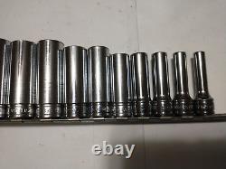 Snap-on 211SFSY 11-piece 3/8 Drive 6-Point SAE Flank Drive Deep Socket Set