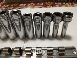 Snap-on 211SFSY 11-piece 3/8 Drive 6-Point SAE Flank Drive Deep Socket Set