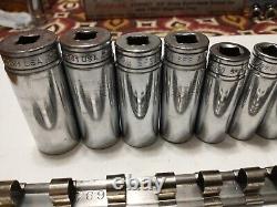 Snap-on 211SFSY 11-piece 3/8 Drive 6-Point SAE Flank Drive Deep Socket Set