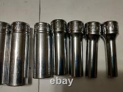 Snap-on 211SFSY 11-piece 3/8 Drive 6-Point SAE Flank Drive Deep Socket Set