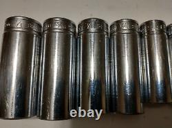 Snap-on 211SFSY 11-piece 3/8 Drive 6-Point SAE Flank Drive Deep Socket Set