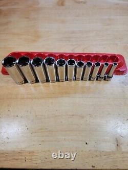 Snap-on 211SFSY 11pc 1/4 7/8 Deep 3/8 Drive 6-Point Chrome Socket Set USA