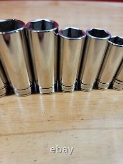 Snap-on 211SFSY 11pc 1/4 7/8 Deep 3/8 Drive 6-Point Chrome Socket Set USA