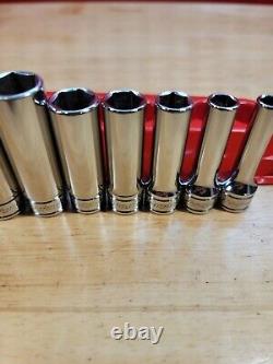 Snap-on 211SFSY 11pc 1/4 7/8 Deep 3/8 Drive 6-Point Chrome Socket Set USA