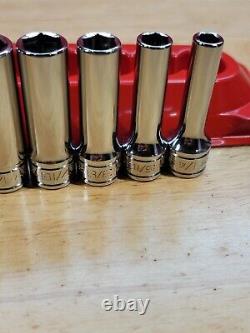 Snap-on 211SFSY 11pc 1/4 7/8 Deep 3/8 Drive 6-Point Chrome Socket Set USA