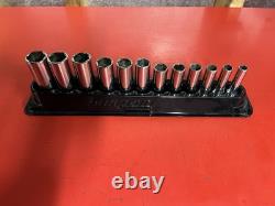 Snap-on 212SFSMY 12 pc 3/8 Drive 6-Point Metric Deep Socket Set (8-19 mm)