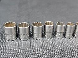 Snap on 22 pc deep shallow 12 point 1/4 drive socket sets Metric 5 14mm
