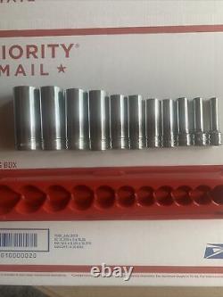 Snap-on 3/8 Drive 6-Point SAE Deep Socket Set. New