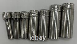 Snap-on 3/8 Drive Metric 6 Point Deep Socket Sfsm8,9,11,14,16,17, &18 Incomplete