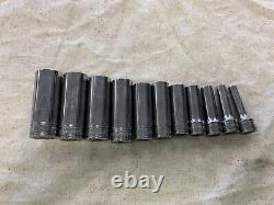 Snap-on 3/8 drive 1/4 thru 7/8 6-point DEEP Socket Set 211SFSY (11385)