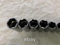 Snap-on 3/8 drive 1/4 thru 7/8 6-point DEEP Socket Set 211SFSY (11385)