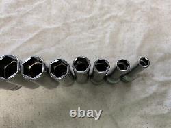 Snap-on 3/8 drive 1/4 thru 7/8 6-point DEEP Socket Set 211SFSY (11385)