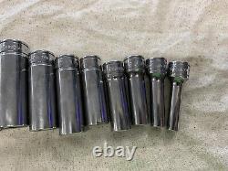 Snap-on 3/8 drive 1/4 thru 7/8 6-point DEEP Socket Set 211SFSY (11385)