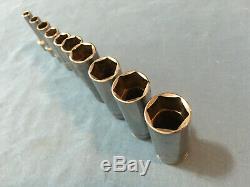 Snap-on 3/8 drive 1/4 to 7/8 6-point Deep Socket Set 211SFSY Missing 1/2