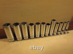 Snap on 3 /8 drive 6 point Set of 12 used Deep 8 mm thru 19mm, 12 is a Mac