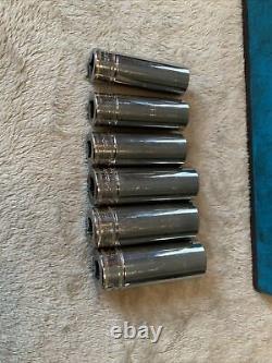 Snap on 3/8 drive deep chrome socket set. 8-19mm. 6 point. Magnetic tray