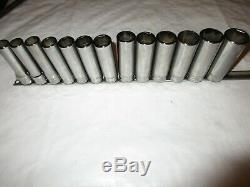 Snap-on 313tsmya 1/2 Drive 13-pc Deep Metric Chrome 6 Point Flank Drive Socket