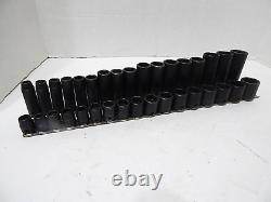 Snap-on 34 Pc 3/8 Drive Metric Impact Socket Set 8-24mm 6 Point Shallow & Deep