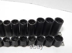 Snap-on 34 Pc 3/8 Drive Metric Impact Socket Set 8-24mm 6 Point Shallow & Deep