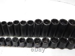 Snap-on 34 Pc 3/8 Drive Metric Impact Socket Set 8-24mm 6 Point Shallow & Deep