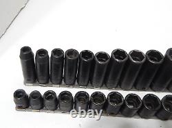 Snap-on 34 Pc 3/8 Drive Metric Impact Socket Set 8-24mm 6 Point Shallow & Deep